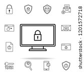 lock on the monitor icon. virus ... | Shutterstock . vector #1201572718
