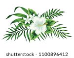 tropical white hibiscus floral... | Shutterstock .eps vector #1100896412