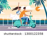 flat man and woman couple... | Shutterstock .eps vector #1300122358