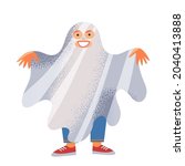ghost halloween kid character... | Shutterstock .eps vector #2040413888
