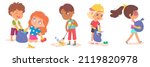 kids collect trash in bag to... | Shutterstock .eps vector #2119820978