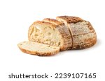 Sliced Sourdough Bread isolated on white background, homemade bakery concept