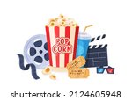 cinema elements. vector movie... | Shutterstock .eps vector #2124605948