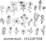big set of hand drawn floral... | Shutterstock .eps vector #1912287508