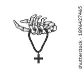 the skeleton hand and the cross.... | Shutterstock .eps vector #1896427465
