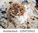 Small photo of delicious nougat semifreddo, for real epicurean, crunchy with almonds and toasted hazelnuts