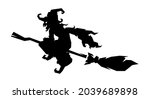 witch  hag silhouette flying... | Shutterstock .eps vector #2039689898