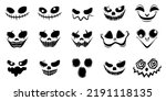 horror and scary faces halloween vector set. silhouette style illustration