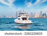 Luxury Yacht with Dubai skyline