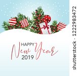varius new year card. snow and... | Shutterstock .eps vector #1222983472
