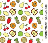 hand drawn fruits seamless... | Shutterstock .eps vector #564628438