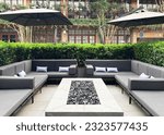 Small photo of Shanghai China – April 6, 2023: Outdoor sitting area at Shanghai Jianyeli Capella Hotel, a luxury hotel Set in rows of converted 1930s Shikumen-style stone townhouses.
