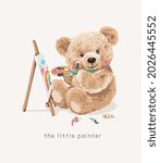 Little Painter Slogan With Bear ...