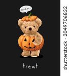 trick or treat slogan with cute ... | Shutterstock .eps vector #2049706832