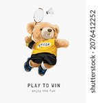 play to win slogan with bear... | Shutterstock .eps vector #2076412252