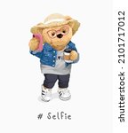 selfie slogan with cute girly... | Shutterstock .eps vector #2101717012