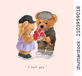 i love you slogan with bear... | Shutterstock .eps vector #2103959018