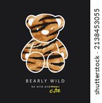 bearly wild slogan with bear... | Shutterstock .eps vector #2138453055
