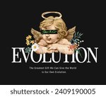 evolution slogan with vintage...