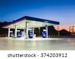 Gas station at sunset.