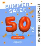 3d balloon summer sale up to 50 ... | Shutterstock .eps vector #2168691235