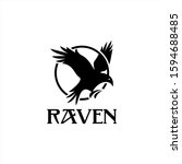 flying crow logo design raven... | Shutterstock .eps vector #1594688485