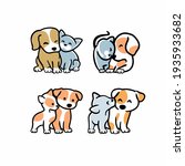 set of cute funny cats and dogs ... | Shutterstock .eps vector #1935933682