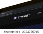 Small photo of San Franciso, USA - Jun 27, 2023: StarkNet is a permissionless decentralized Layer 2 validity rollup, built to allow Ethereum to scale via cryptographic protocols called STARKs