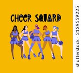 Group Of Cheerleader Girls Flat ...