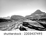 Small photo of Sedimentary rock outcrop along Logan Pass trail in Glacier National Park, Montana.