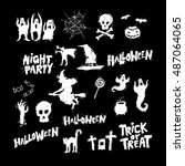 happy halloween poster  banner  ... | Shutterstock .eps vector #487064065