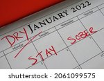 Calendar reminder for Dry January - stay sober for the month                                  