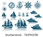 Compass And Sailing Ships Icon...