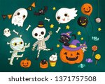 lovely halloween characters and ... | Shutterstock . vector #1371757508