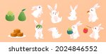 moon rabbits and holiday foods. ... | Shutterstock .eps vector #2024846552