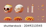 3d day of the dead elements set ... | Shutterstock .eps vector #2049213545
