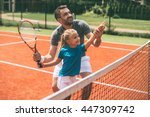 Tennis is fun when father is...