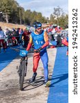 Small photo of Naturlandia, Andorra : 2021 March 21 : Viorel Palici ROM in the 2021 World Triathlon Winter Championships Andorra