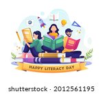 happy literacy day. young... | Shutterstock .eps vector #2012561195