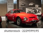 Small photo of ARESE, ITALY — SEPTEMBER 16, 2010: Alfa Romeo TZ 1 1963 car pictured in the factory museum (Italian: Museo Storico)