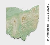 Small photo of Ohio Topographic Relief Map - 3D Render