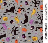 cute halloween cartoon pattern  ... | Shutterstock .eps vector #1139691398