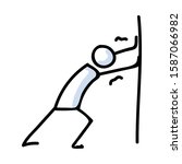 hand drawn stick figure pushing ... | Shutterstock .eps vector #1587066982