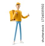 delivery guy in yellow uniform... | Shutterstock . vector #1726035502