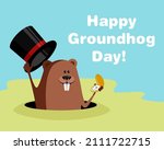 happy groundhog day celebration.... | Shutterstock .eps vector #2111722715