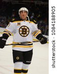 Small photo of UNIONDALE, NEW YORK, UNITED STATES – Nov. 2, 2013: NHL Hockey: Brad Marchand, of the Boston Bruins, during warm-ups. Bruins vs. New York Islanders at Nassau Veterans Memorial Coliseum.