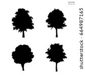 set of silhouette tree isolated ... | Shutterstock .eps vector #664987165