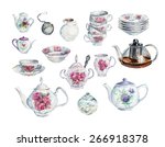 Tea Time Set. Water Color Hand...