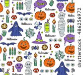 vector seamless pattern with... | Shutterstock .eps vector #486256972