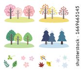 vector set of four seasons tree  | Shutterstock .eps vector #1669665145